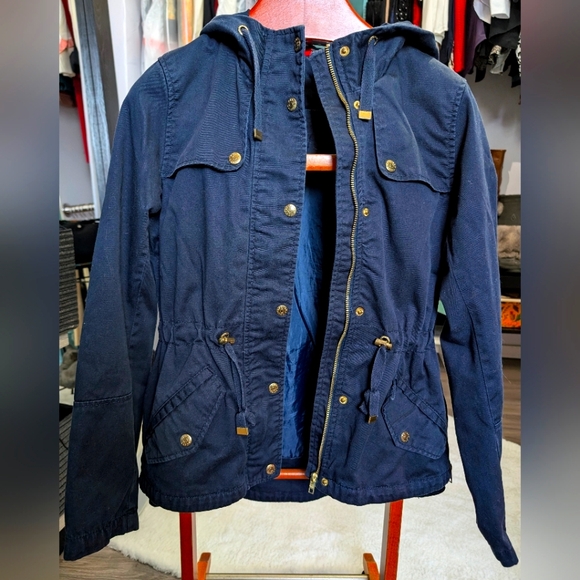 Navy Blue Denim Style Jacket - Picture 1 of 4